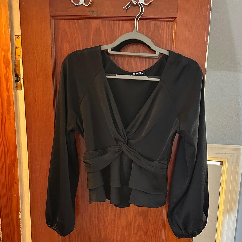 Express Black Wrap Blouse